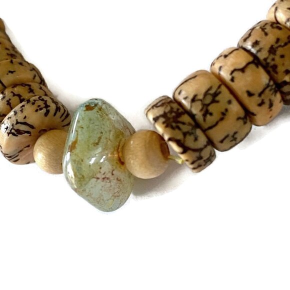 As Low As $2 Czech Green Picasso & Nut Temporary Bracelet Beads - Picture 2 of 3